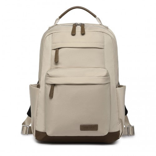 Miss Lulu Stylish Women’s Backpack with Laptop Sleeve and Multiple Pockets and Trolley Sleeve - Beige/Brown