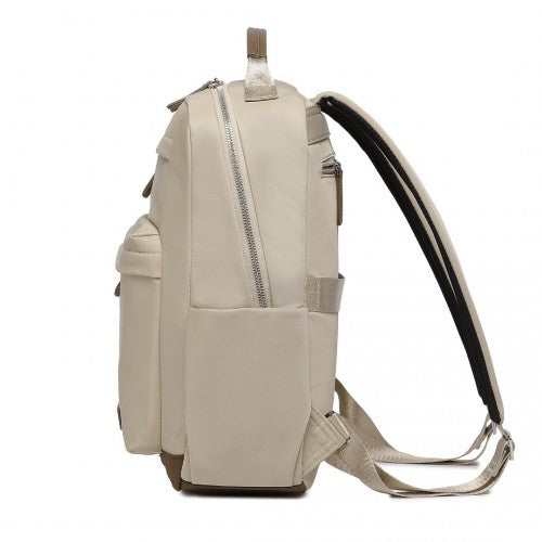 Miss Lulu Stylish Women’s Backpack with Laptop Sleeve and Multiple Pockets and Trolley Sleeve - Beige/Brown