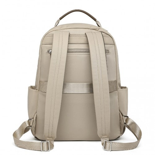 Miss Lulu Stylish Women’s Backpack with Laptop Sleeve and Multiple Pockets and Trolley Sleeve - Beige/Brown