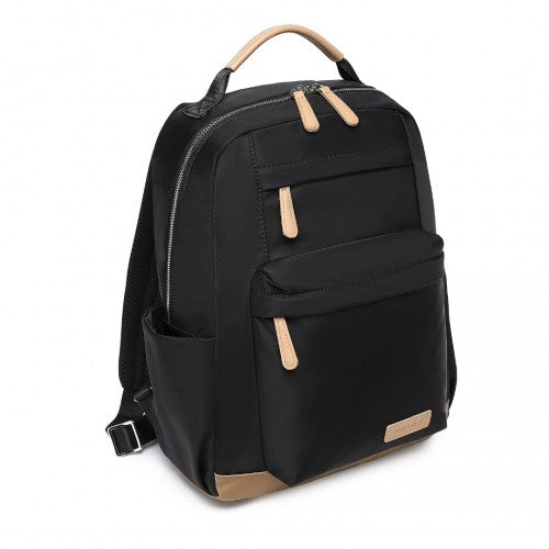 Miss Lulu Stylish Women’s Backpack with Laptop Sleeve and Multiple Pockets and Trolley Sleeve - Black/Apricot