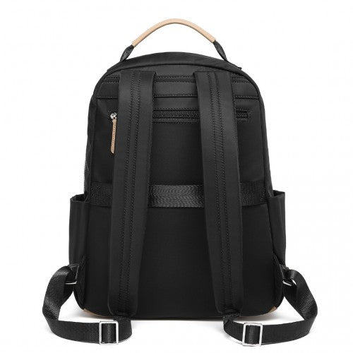 Miss Lulu Stylish Women’s Backpack with Laptop Sleeve and Multiple Pockets and Trolley Sleeve - Black/Apricot