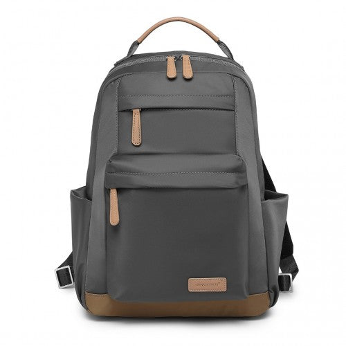 Miss Lulu Stylish Women’s Backpack with Laptop Sleeve and Multiple Pockets and Trolley Sleeve - Grey/Apricot