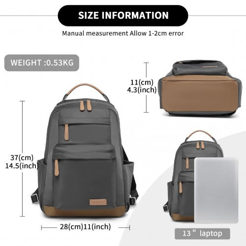 Miss Lulu Stylish Women’s Backpack with Laptop Sleeve and Multiple Pockets and Trolley Sleeve - Grey/Apricot