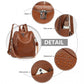 Miss Lulu Women's Convertible PU Leather Backpack & Shoulder Bag – Versatile 2-in-1 Design - Brown