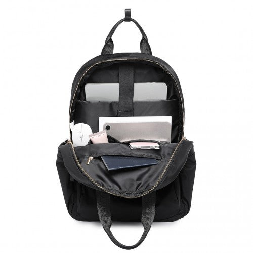 Miss Lulu Versatile Stylish Backpack with Laptop Compartment and Trolley strape - Black