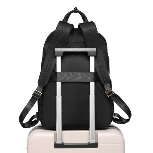 Miss Lulu Versatile Stylish Backpack with Laptop Compartment and Trolley strape - Black