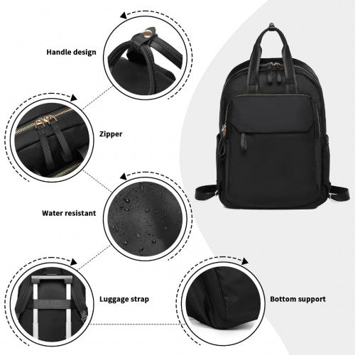 Miss Lulu Versatile Stylish Backpack with Laptop Compartment and Trolley strape - Black