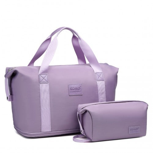 Kono Two Pieces Expandable Durable Waterproof Travel Duffle Bag Set - Purple