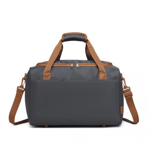 Kono Spacious Travel Storage Bag Handbag - Grey And Brown