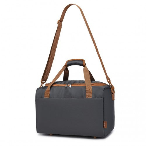 Kono Spacious Travel Storage Bag Handbag - Grey And Brown