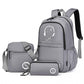 Kono Lightweight & Glow-In-The-Dark 3-Piece Laptop Backpack Set With Crossbody Bag And Pencil Case - Grey