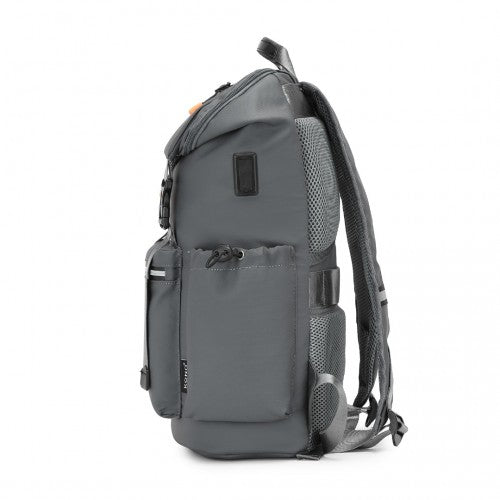 Kono Advanced Leisure Backpack with Reflective Safety Features USB Charging and Dedicated Laptop Sleeve - Grey