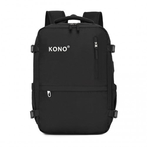 Kono Ultimate Traveler's Backpack with Detachable Waist Pack and Integrated USB/Type-C Charging Ports - BlackKono Ultimate Traveler's Backpack with Detachable Waist Pack and Integrated USB/Type-C Charging Ports - Black