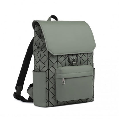 Kono Water-Resistant Urban Geometric Backpack with Laptop Compartment - Green