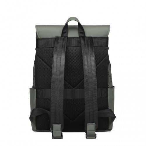 Kono Water-Resistant Urban Geometric Backpack with Laptop Compartment - Green