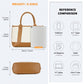 Miss Lulu Elegant PVC Leather Tote Bag with Monogram Pattern Convertible Shoulder Strap Top Handle Women's Handbag - Beige