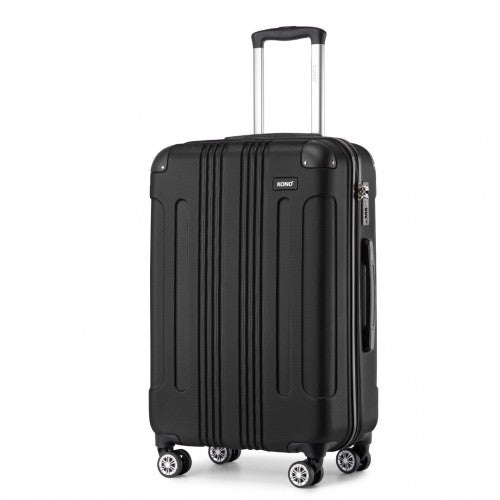 Kono 24 Inch ABS Lightweight Compact Hard Shell Travel Luggage For Extended Journeys - Black