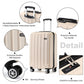 Kono 19 Inch Cabin Size ABS Hard Shell Luggage With Vertical Stripes - Ideal For Carry-On - Beige