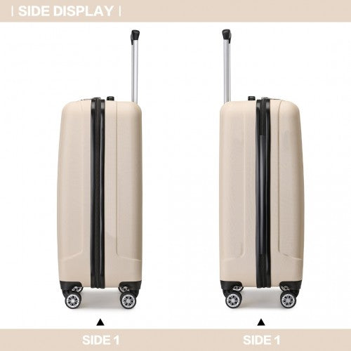 Kono 19 Inch Cabin Size ABS Hard Shell Luggage With Vertical Stripes - Ideal For Carry-On - Beige