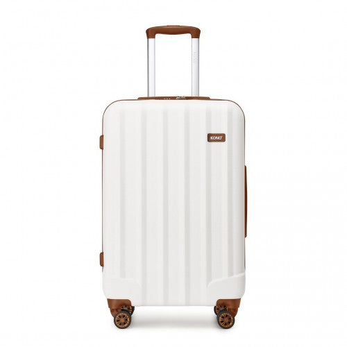 Kono 28 Inch Striped ABS Hard Shell Luggage With 360-Degree Spinner Wheels - Cream