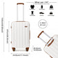 Kono 24 Inch Striped ABS Hard Shell Luggage With 360-Degree Spinner Wheels - Cream