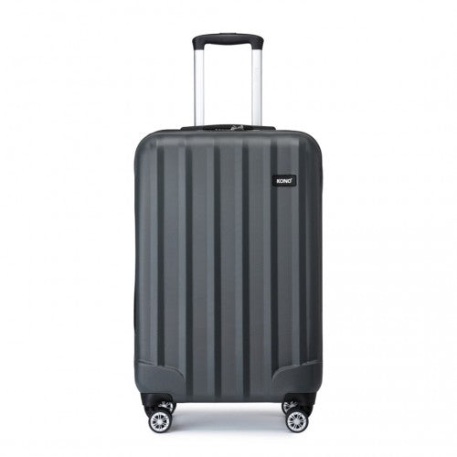 Kono 19 Inch Cabin Size ABS Hard Shell Luggage With Vertical Stripes - Ideal For Carry-On - Grey