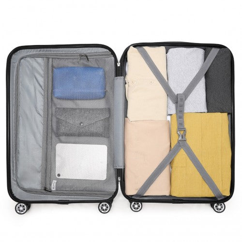 Kono 19 Inch Cabin Size ABS Hard Shell Luggage With Vertical Stripes - Ideal For Carry-On - Grey