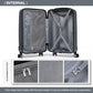 Kono 19 Inch Cabin Size ABS Hard Shell Luggage With Vertical Stripes - Ideal For Carry-On - Grey