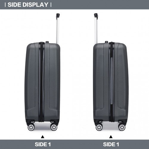 Kono 19 Inch Cabin Size ABS Hard Shell Luggage With Vertical Stripes - Ideal For Carry-On - Grey