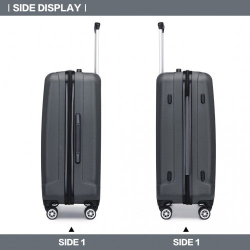 Kono 24 Inch Striped ABS Hard Shell Luggage With 360-Degree Spinner Wheels - Grey