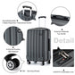 Kono 24 Inch Striped ABS Hard Shell Luggage With 360-Degree Spinner Wheels - Grey