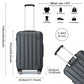 Kono 24 Inch Striped ABS Hard Shell Luggage With 360-Degree Spinner Wheels - Grey