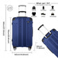 Kono 28 Inch ABS Lightweight Compact Hard Shell Travel Luggage For Extended Journeys - Navy