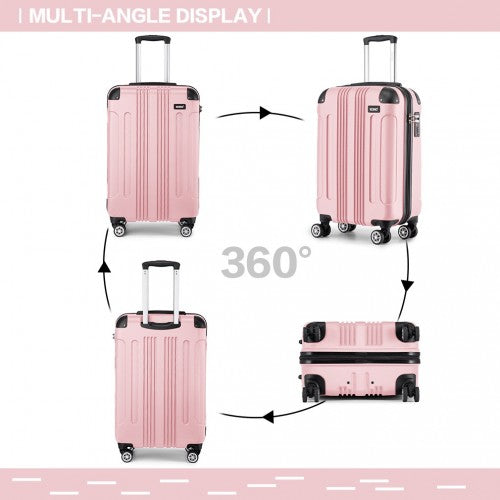 Kono 19 Inch Abs Lightweight Compact Hard Shell Cabin Suitcase Travel Carry-On Luggage - Pink