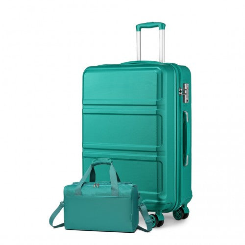 Kono Abs 28 Inch Sculpted Horizontal Design 2 Piece Suitcase Set With Cabin Bag - Teal