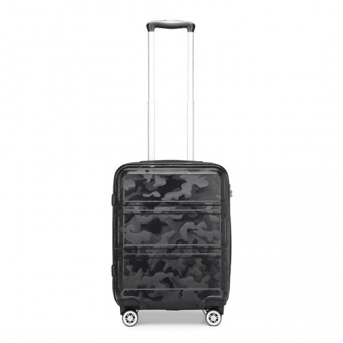 Kono ABS 20 Inch Sculpted Horizontal Design Cabin Luggage - Camouflage Black