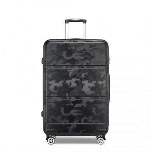 Kono ABS 28 Inch Sculpted Horizontal Design Suitcase - Camouflage Black