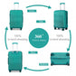 Kono Abs 28 Inch Sculpted Horizontal Design 2 Piece Suitcase Set With Cabin Bag - Teal