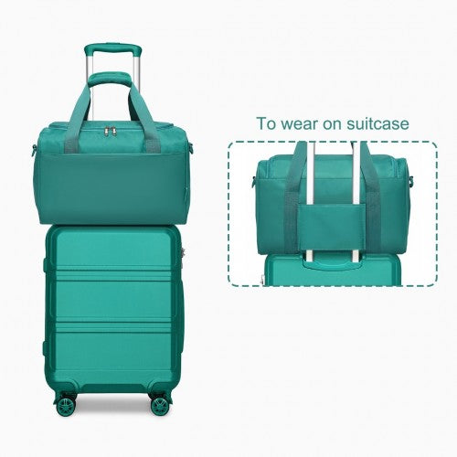 Kono Abs 28 Inch Sculpted Horizontal Design 2 Piece Suitcase Set With Cabin Bag - Teal