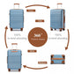 Kono ABS Sculpted Horizontal Design 3 Piece Suitcase Set - Grayish Blue/Brown