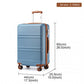 Kono ABS Sculpted Horizontal Design 3 Piece Suitcase Set - Grayish Blue/Brown