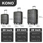 Kono ABS Sculpted Horizontal Design 3 Piece Suitcase Set - Camouflage Grey And Black