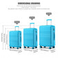 Kono ABS Sculpted Horizontal Design 3 Piece Suitcase Set - Blue