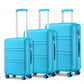 Kono ABS Sculpted Horizontal Design 3 Piece Suitcase Set - Blue