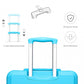 Kono ABS Sculpted Horizontal Design 3 Piece Suitcase Set - Blue