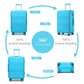 Kono ABS Sculpted Horizontal Design 3 Piece Suitcase Set - Blue