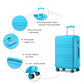 Kono ABS Sculpted Horizontal Design 3 Piece Suitcase Set - Blue