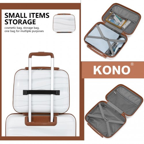 Kono 6 Piece Polypropylene Travel Set With Hard Shell Suitcase Vanity Case Weekend Bag And Toiletry Bag - Cream