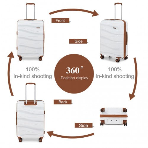 Kono 6 Piece Polypropylene Travel Set With Hard Shell Suitcase Vanity Case Weekend Bag And Toiletry Bag - Cream