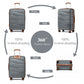 Kono Lightweight PP Hard Shell 4 Piece Suitcase Set With TSA Lock And Vanity Case - Grey/Brown